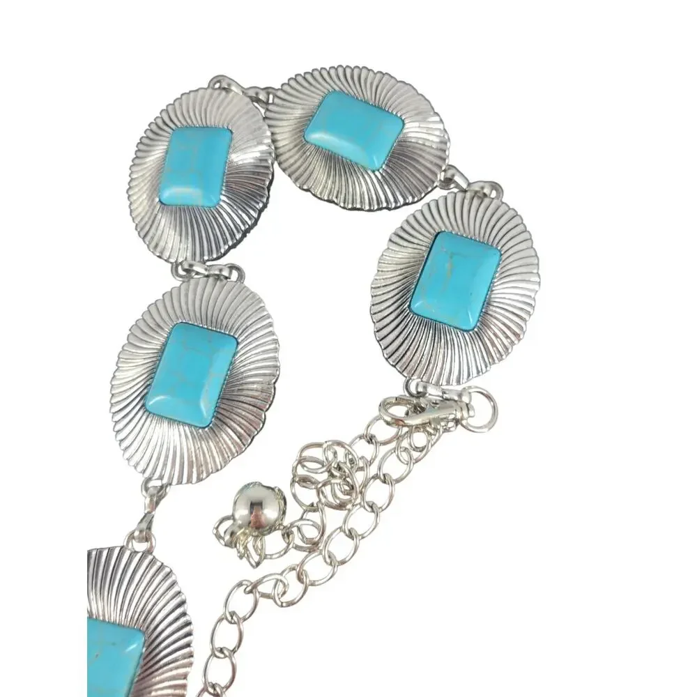 Western Turquoise Concho Chain Belt